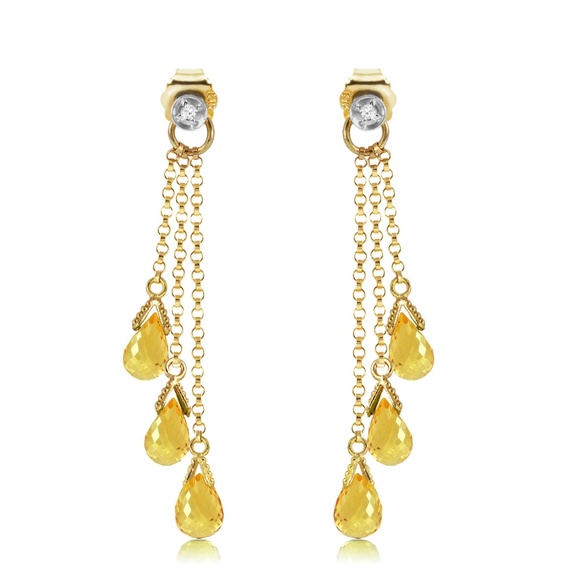 CHANDELIERS EARRING WITH DIAMONDS & CITRINE